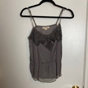 Camisole vintage beaded grey top